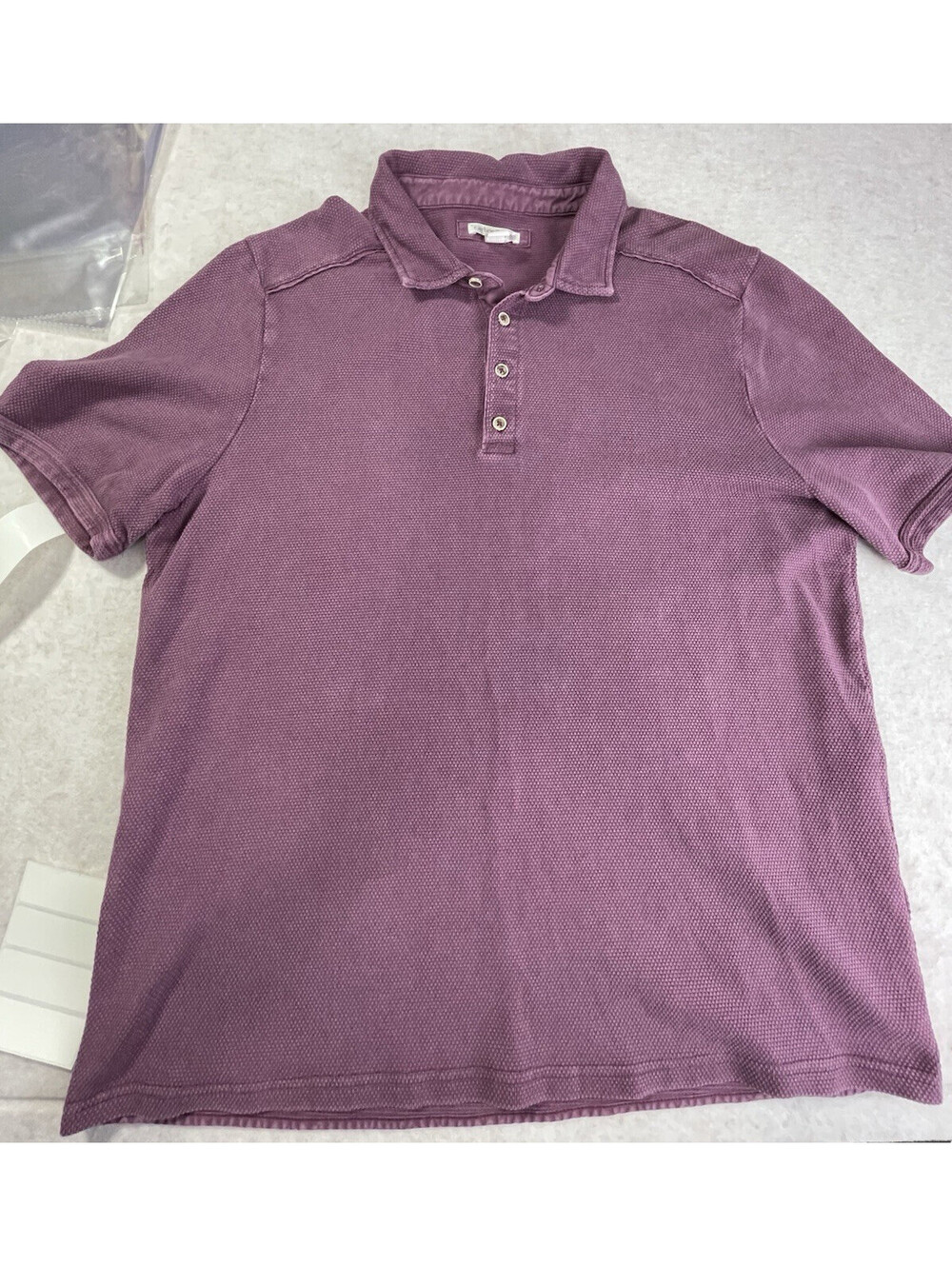 Carbon2Cobalt Textured Purple Short Sleeve Polo Shirt Men's Sz L 100% Cotton